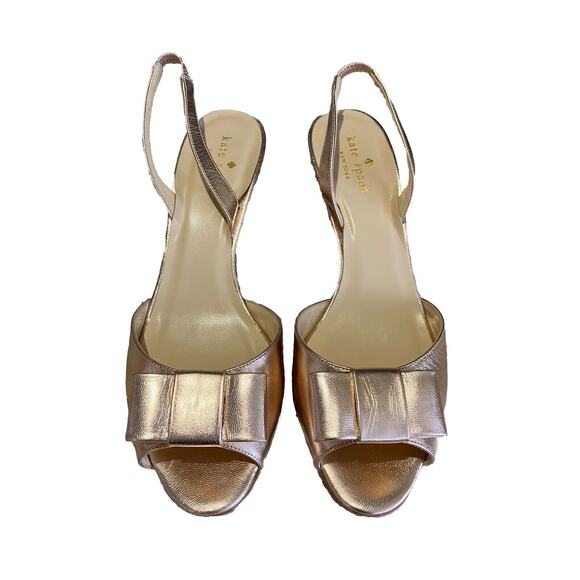 kate spade new york Shoes - KATE SPADE Rose Gold Sling Back Open Toe Bow Pump Bow Size 8.5